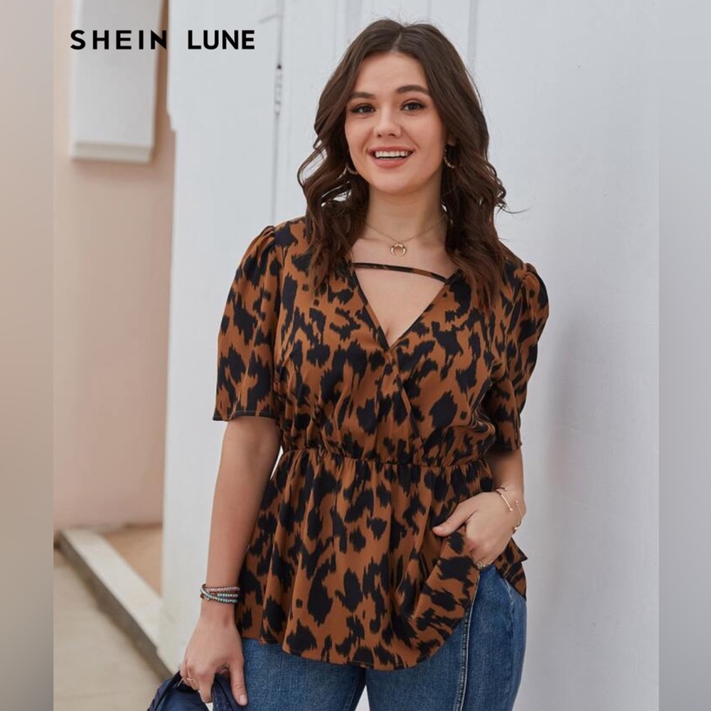 SHEIN 2XL Leopard Print Blouse